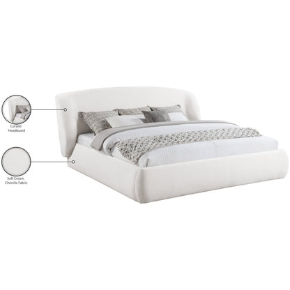 Sandro Cream Chenille Fabric Upholstered King Bed