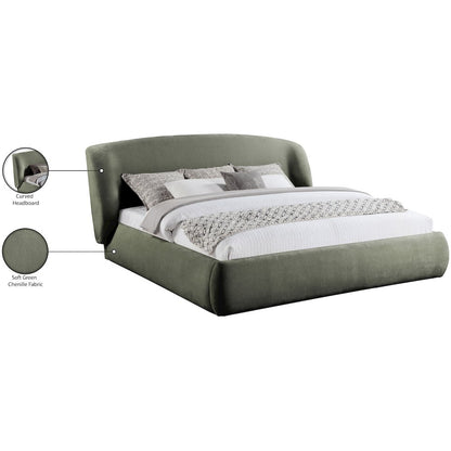 Sandro Green Chenille Fabric Upholstered Full Bed