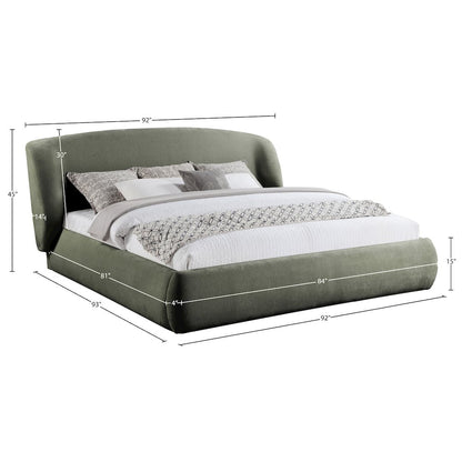 Sandro Green Chenille Fabric Upholstered King Bed