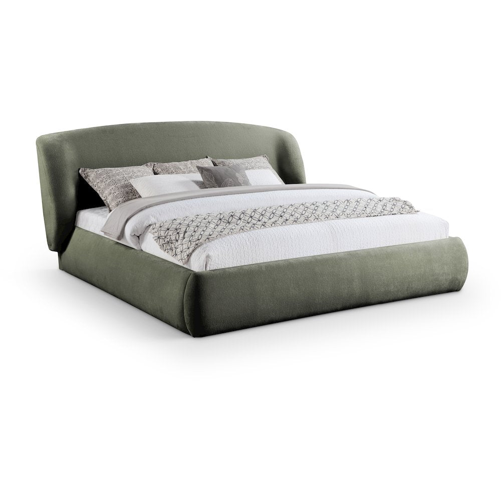 Sandro Green Chenille Fabric Upholstered King Bed