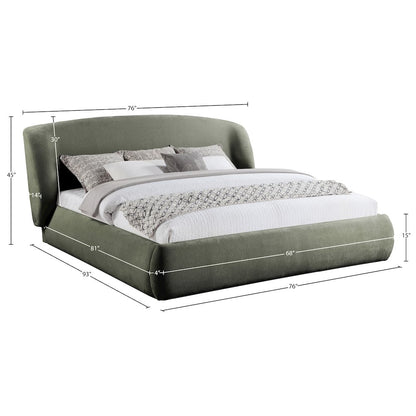 Sandro Green Chenille Fabric Upholstered Queen Bed