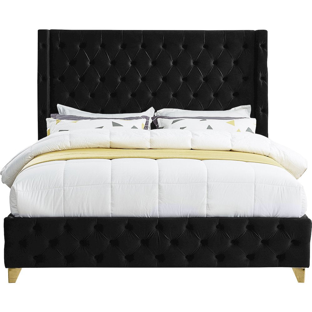 Savan Black Velvet Full Bed