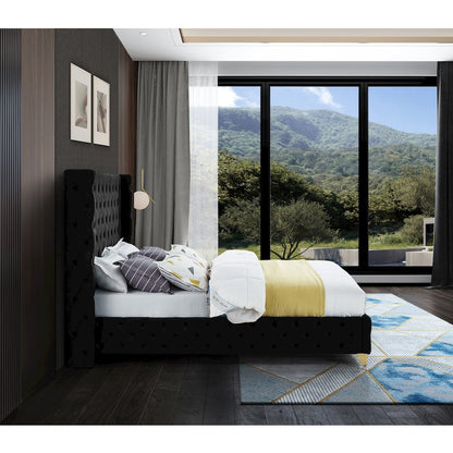 Savan Black Velvet King Bed