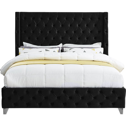 Savan Black Velvet King Bed