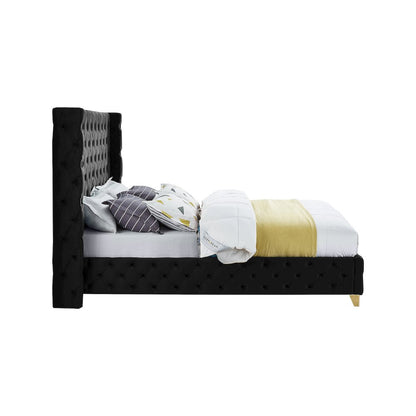 Savan Black Velvet Queen Bed