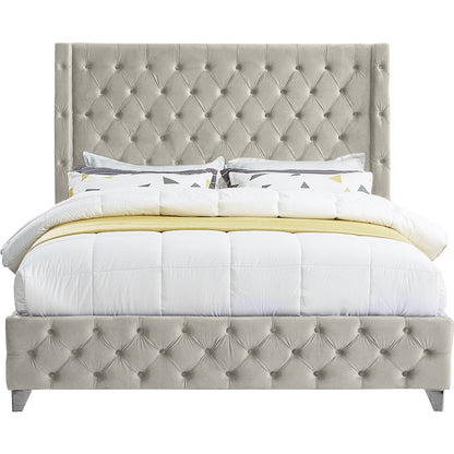 Savan Cream Velvet Full Bed