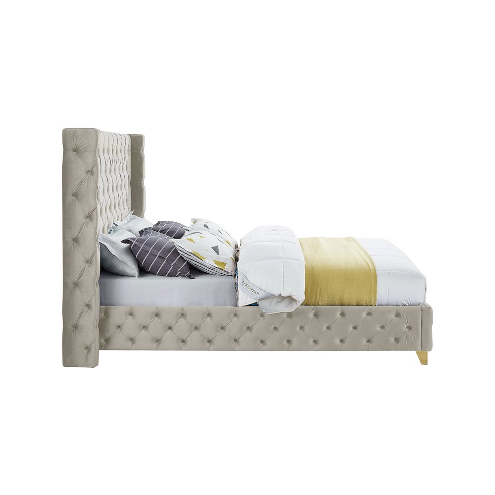 Savan Cream Velvet Full Bed