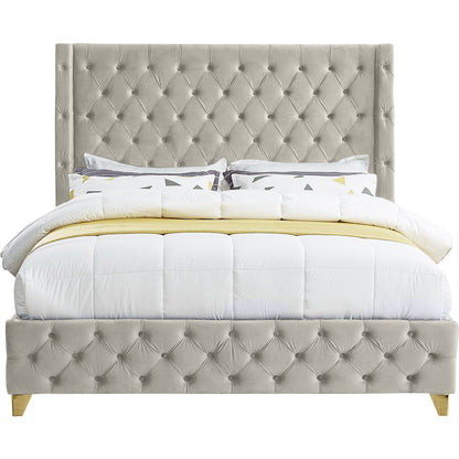 Savan Cream Velvet King Bed