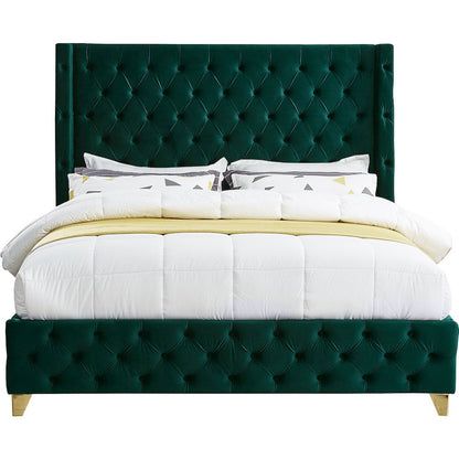 Savan Green Velvet Full Bed