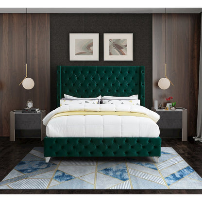 Savan Green Velvet Full Bed