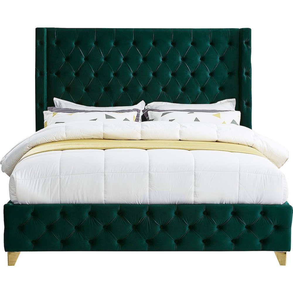 Savan Green Velvet King Bed