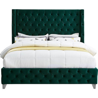 Savan Green Velvet King Bed
