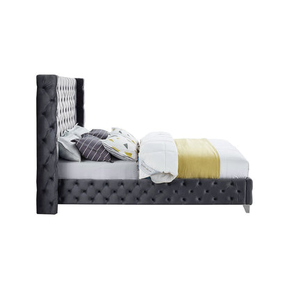 Savan Grey Velvet Full Bed