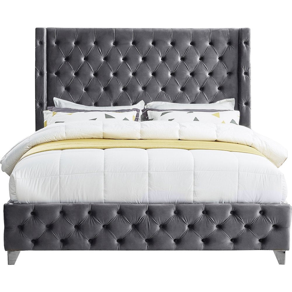 Savan Grey Velvet Full Bed