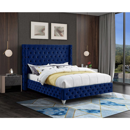 Savan Navy Velvet Full Bed