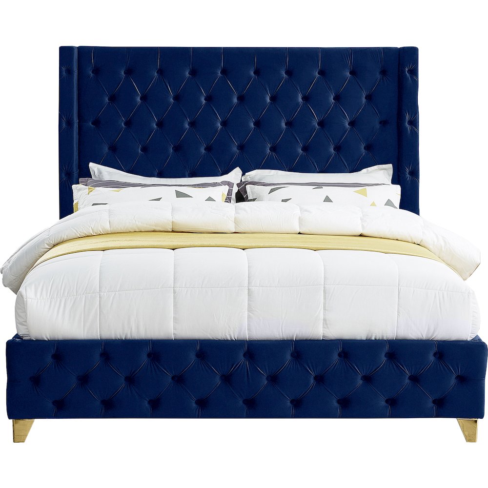 Savan Navy Velvet Full Bed