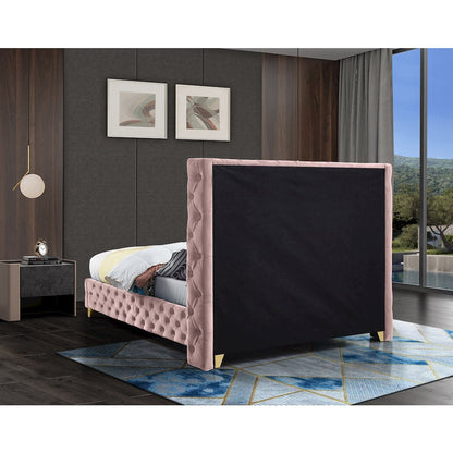 Savan Pink Velvet Full Bed