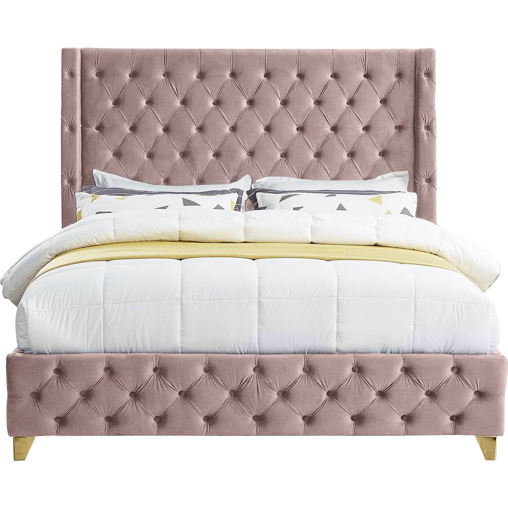 Savan Pink Velvet Full Bed