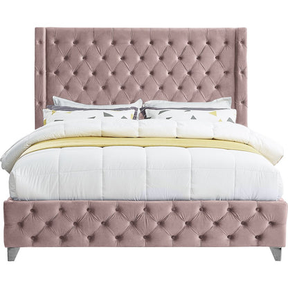 Savan Pink Velvet Full Bed