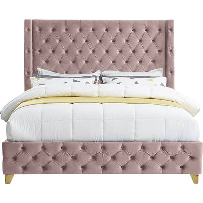 Savan Pink Velvet King Bed