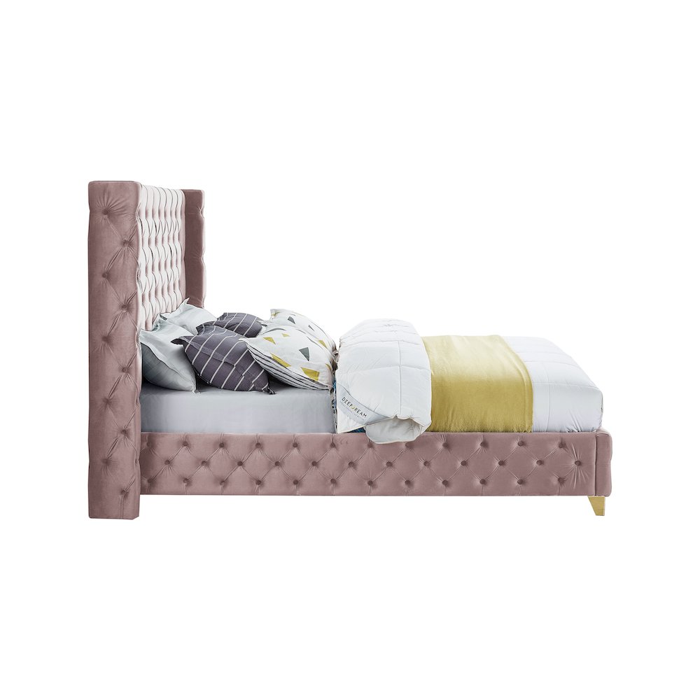 Savan Pink Velvet King Bed