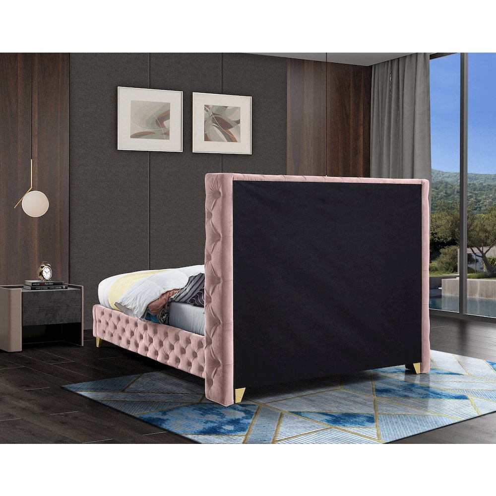 Savan Pink Velvet Queen Bed