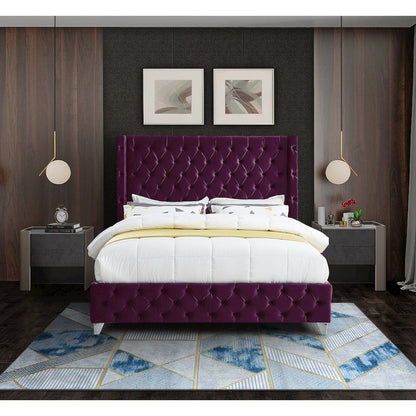 Savan Purple Velvet Full Bed