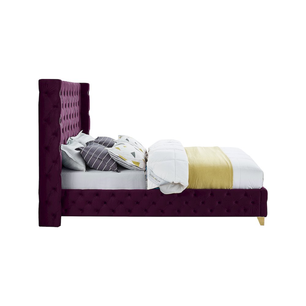 Savan Purple Velvet Full Bed