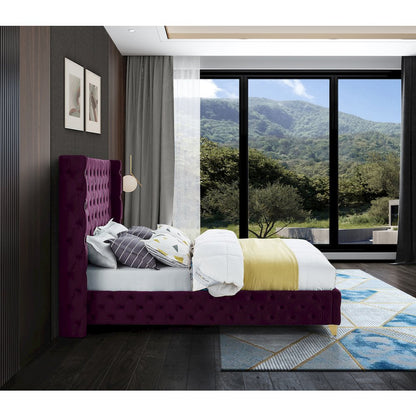 Savan Purple Velvet King Bed
