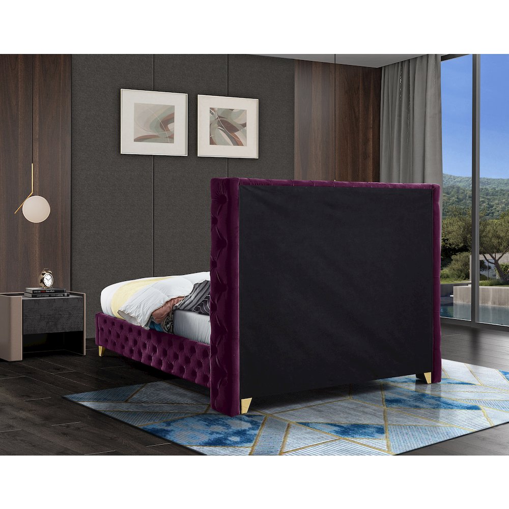 Savan Purple Velvet King Bed