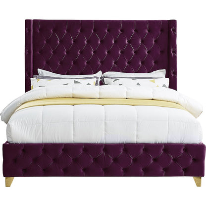 Savan Purple Velvet King Bed
