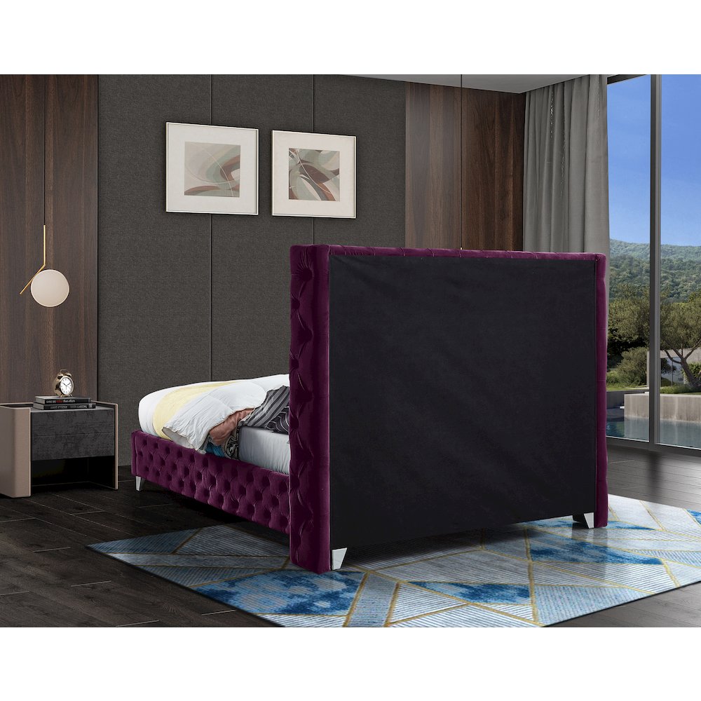 Savan Purple Velvet Queen Bed
