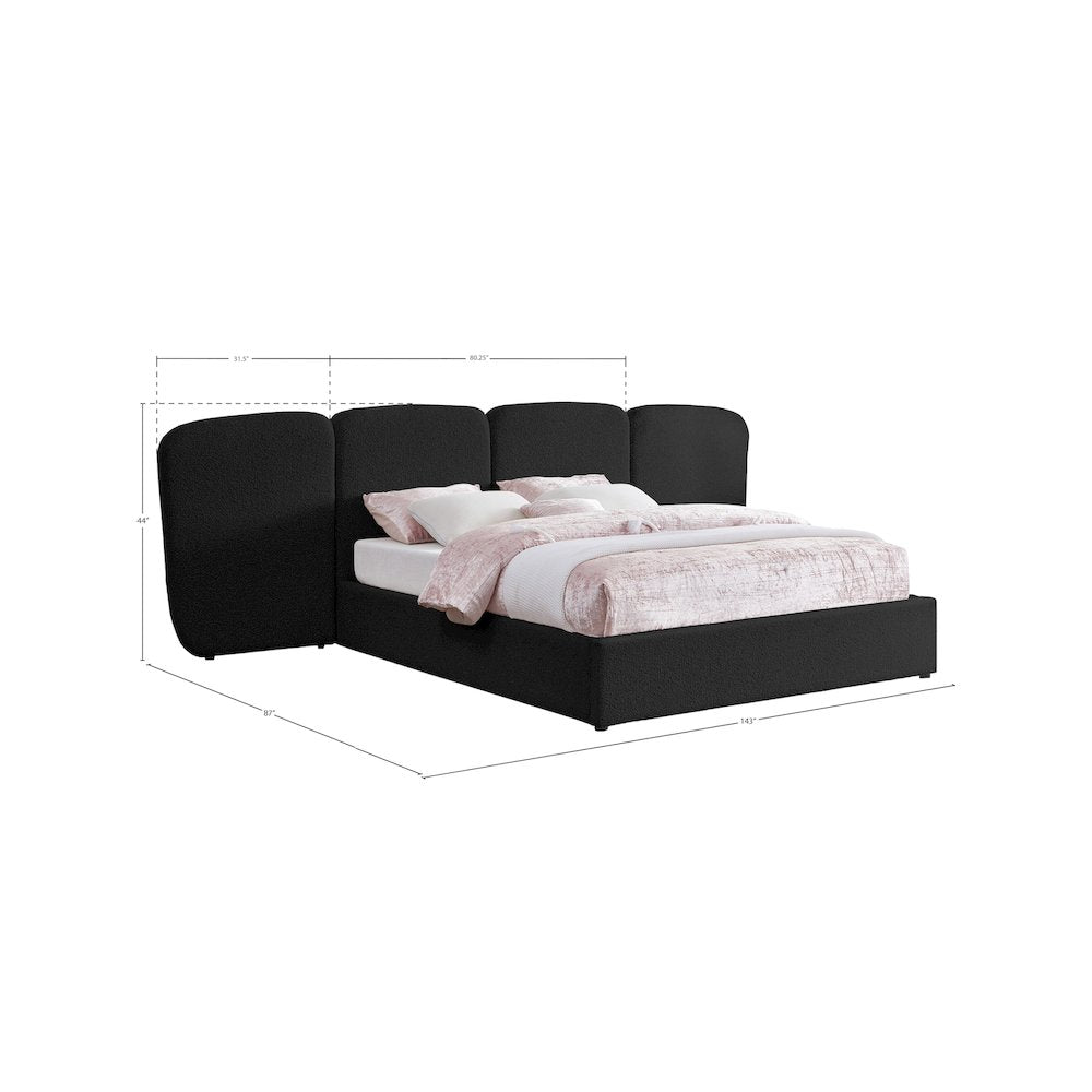 Shiloh Black Boucle Fabric King Bed