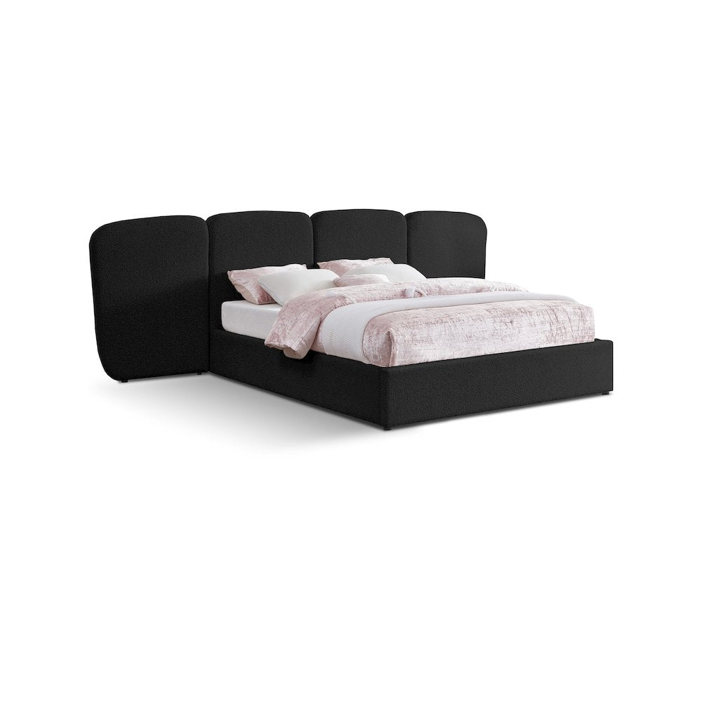 Shiloh Black Boucle Fabric King Bed