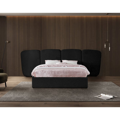 Shiloh Black Boucle Fabric King Bed