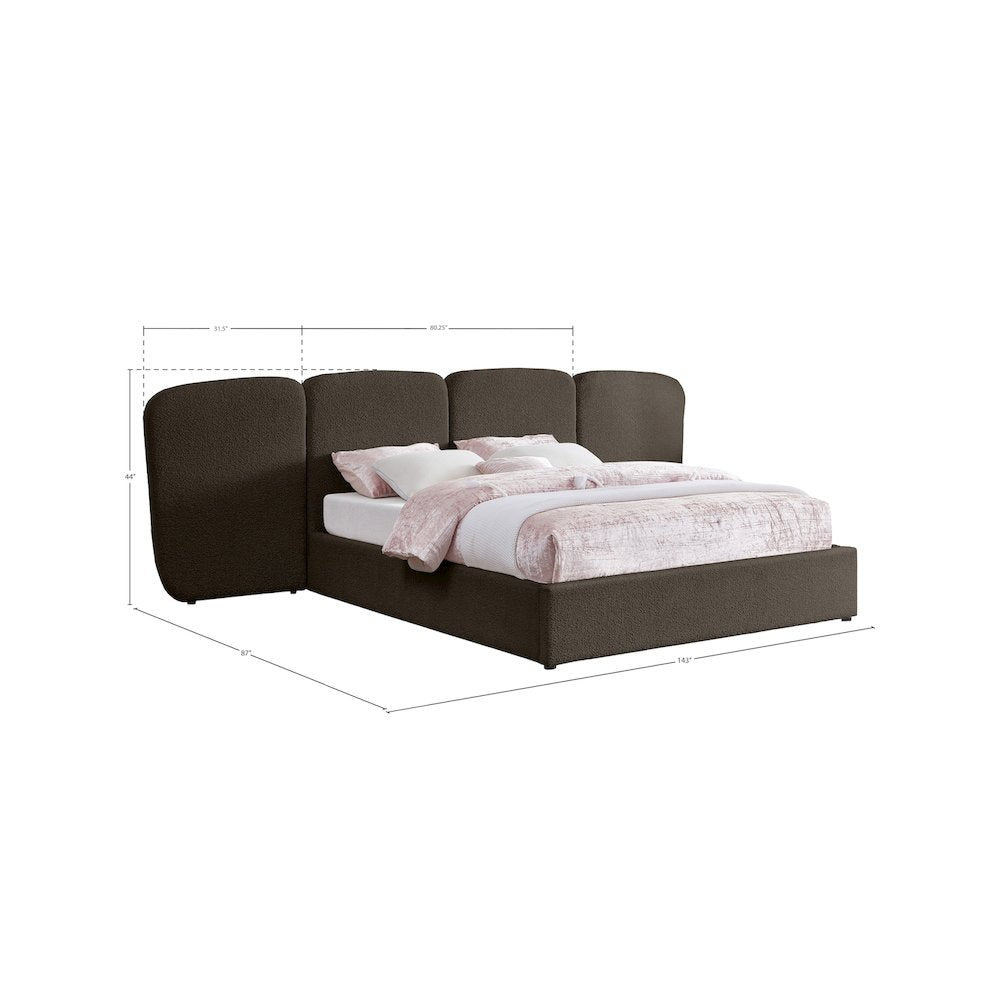 Shiloh Brown Boucle Fabric King Bed