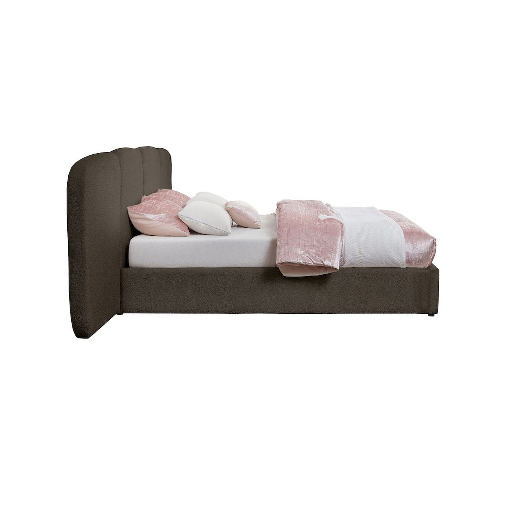 Shiloh Brown Boucle Fabric King Bed