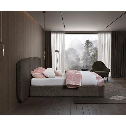 Shiloh Brown Boucle Fabric King Bed