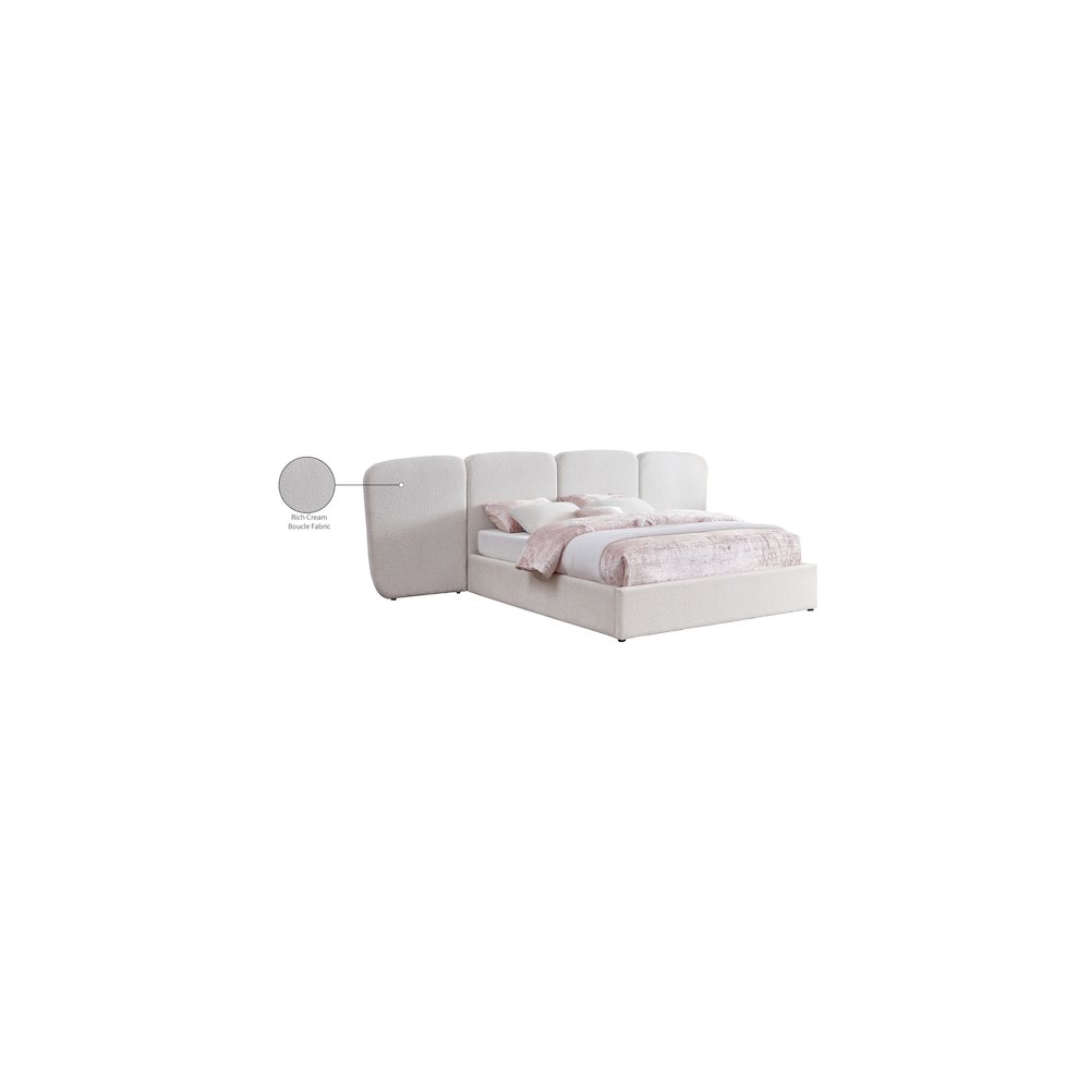Shiloh Cream Boucle Fabric King Bed