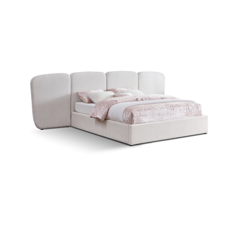 Shiloh Cream Boucle Fabric King Bed