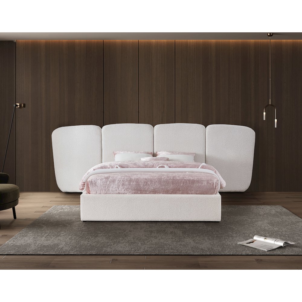Shiloh Cream Boucle Fabric King Bed