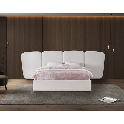 Shiloh Cream Boucle Fabric King Bed