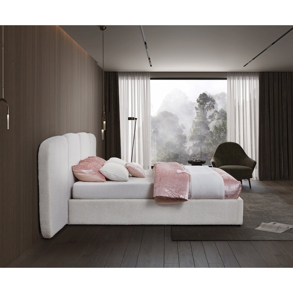 Shiloh Cream Boucle Fabric King Bed