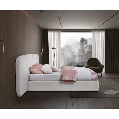 Shiloh Cream Boucle Fabric King Bed