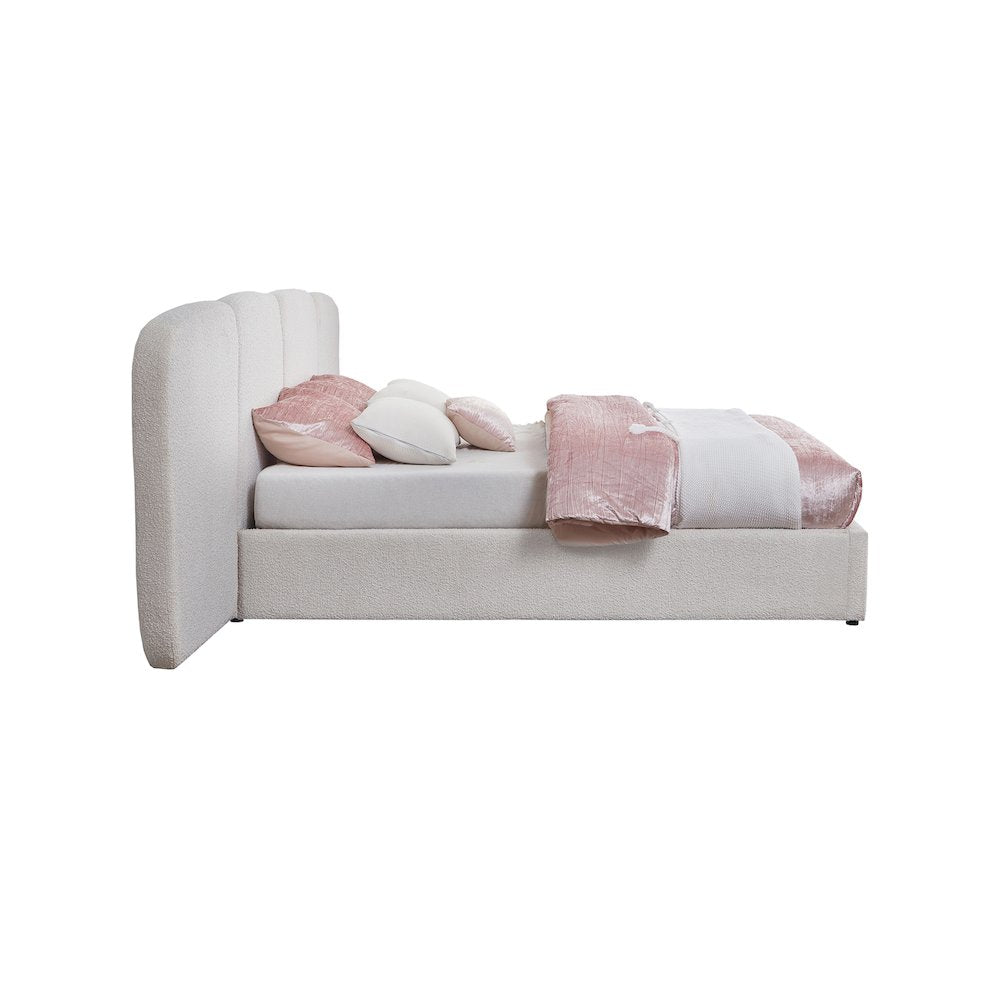 Shiloh Cream Boucle Fabric Queen Bed