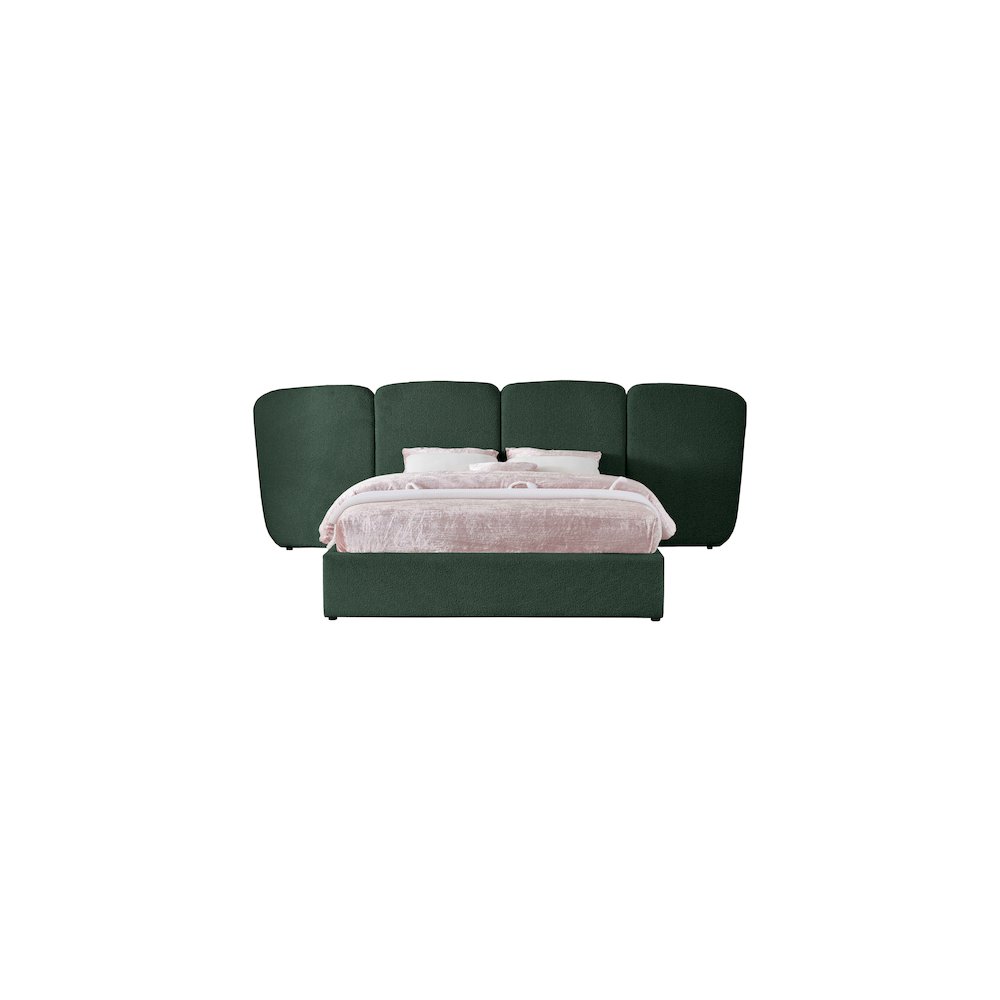 Shiloh Green Green Boucle Fabric King Bed