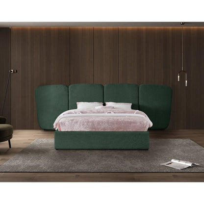 Shiloh Green Green Boucle Fabric King Bed