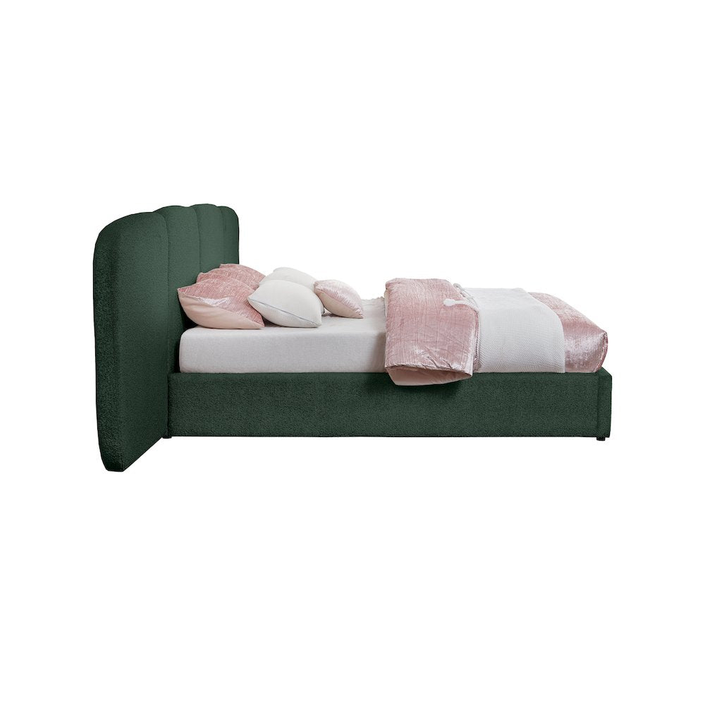 Shiloh Green Green Boucle Fabric King Bed