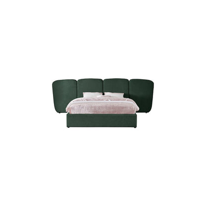 Shiloh Green Green Boucle Fabric Queen Bed