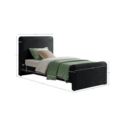 Sloan Black Velvet Twin Bed